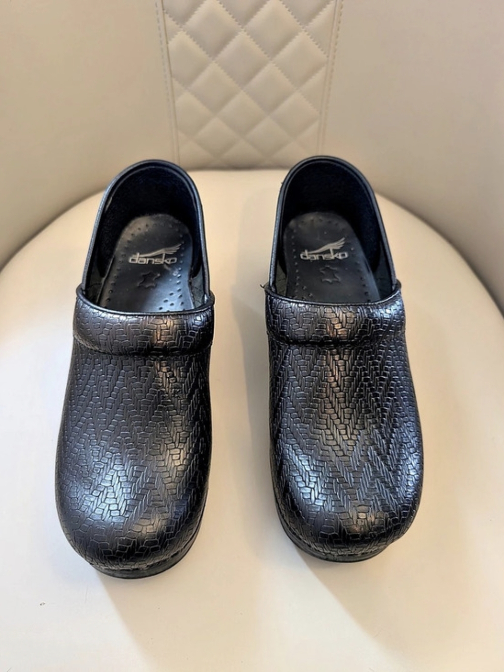 Dansko Professional Clog Black Geometric Mules EU 38 Sz US 7.5-8